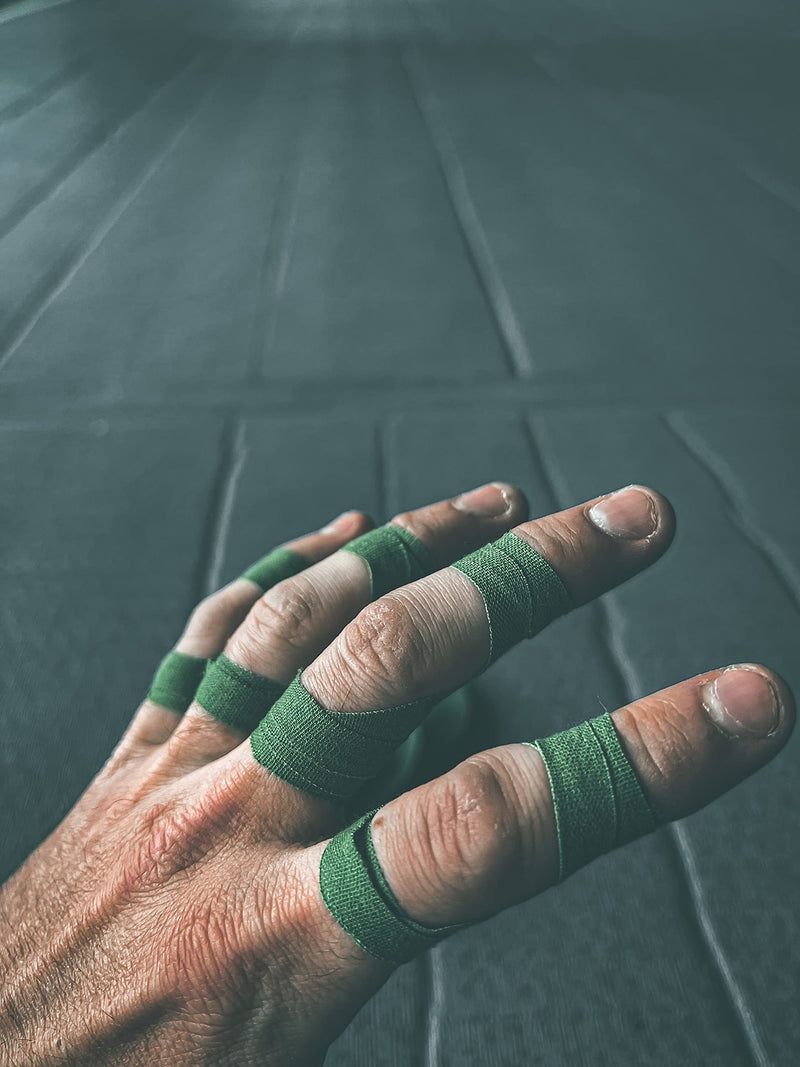 Bighorn Athletics Military Green & Black Finger Tape with Black Tin Canister | 0.3-in x 45-Ft, 8-Rolls | All-Purpose Protection & Support Tape for Jiu Jitsu, Climbing, Golf, Volleyball & More