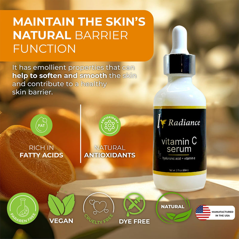 Vitamin C Serum with Hyaluronic Acid and Vitamin E, Anti-Aging Face Serum for Dark Spots, 2 fl oz.