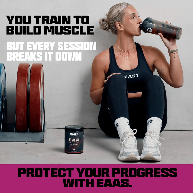Beast Pharm 9 EAA Amino Acids with BCAA Powder 2:1:1 Ratio - Essential Amino Acids Powder - 360g - EAAs Recovery Drink - 30 Servings - Strawberry Kiwi