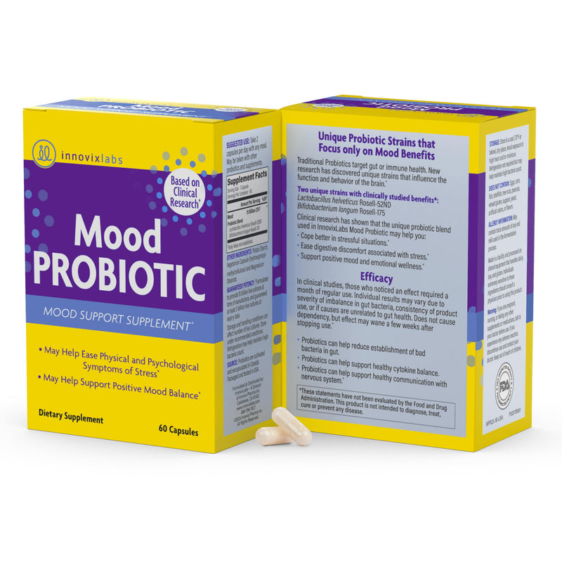 InnovixLabs Mood Support Probiotics for Women & Men (60 Capsules) | Supports Relaxation & Digestive Health, Acidophilus Probiotic w/ Lactobacillus & Bifidobacterium 5 Billion CFU, 30-Day Supply 60 Count (Pack of 1)