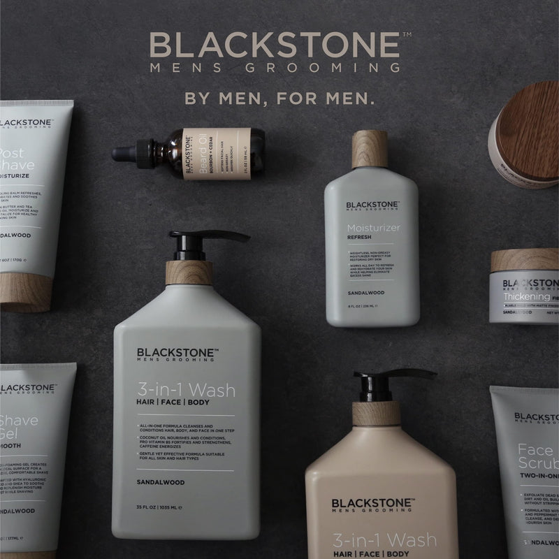 Blackstone Men's Grooming Refresh Facial Moisturizer with Vitamin E, Peppermint & Hyaluronic Acid - Lightweight & Non-Greasy | Restores Dry Skin, Paraben Free - Sandalwood (8 oz, 2 Pack) 8 Ounce (Pack of 2)