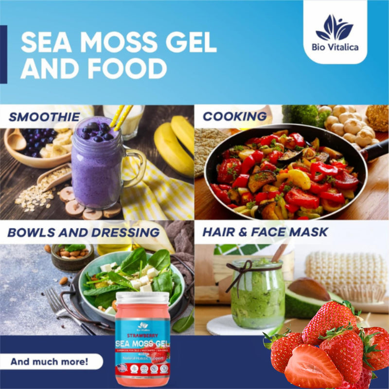 Organic Irish Sea Moss Gel - USA Made (Pack of 1, Strawberry) 12 Ounce (Pack of 1)