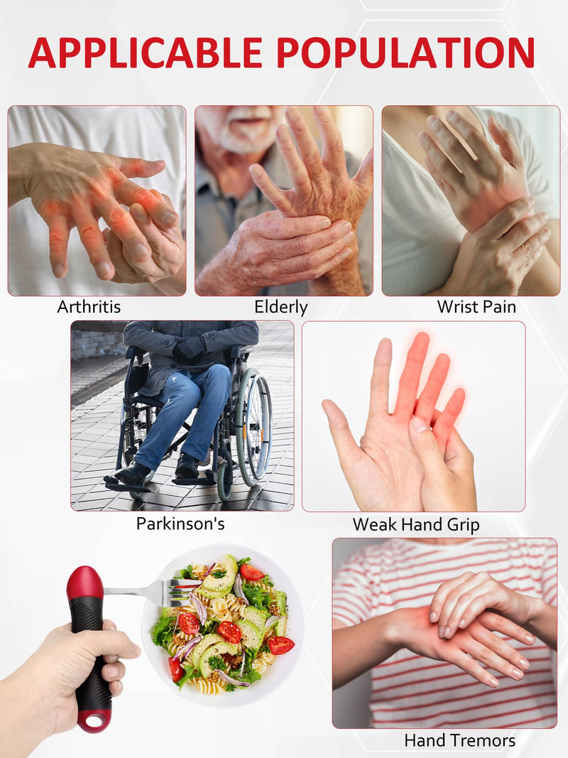 Disability Aids, Cutlery for Arthritic Hands -180°Bendable Spoon Fork Grips Set, Aids for Living, Arthritis for Hand Tremors, Travel Eating Utensils for Disabled, Elderly, Adults