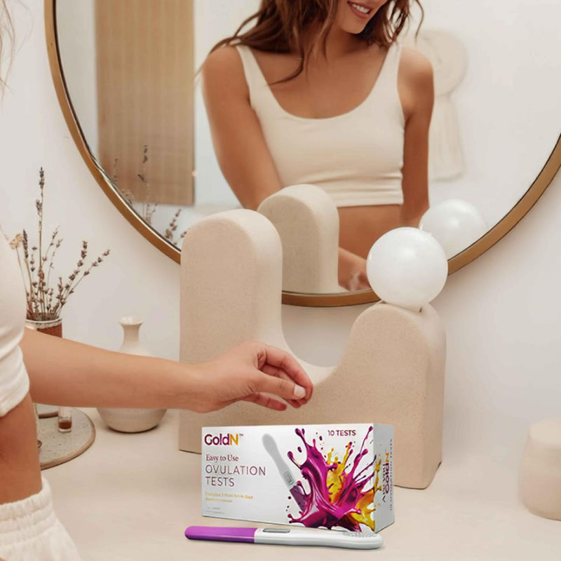 GoldN™ Easy to Use Ovulation Test Predictor Kit 10 Count | Midstream LH Surge Fertility Test | Easy At-Home Tracker | Fast 5-Minute Results | Hygienic, Mess-Free, Accurate Trying To Conceive (TTC) Aid