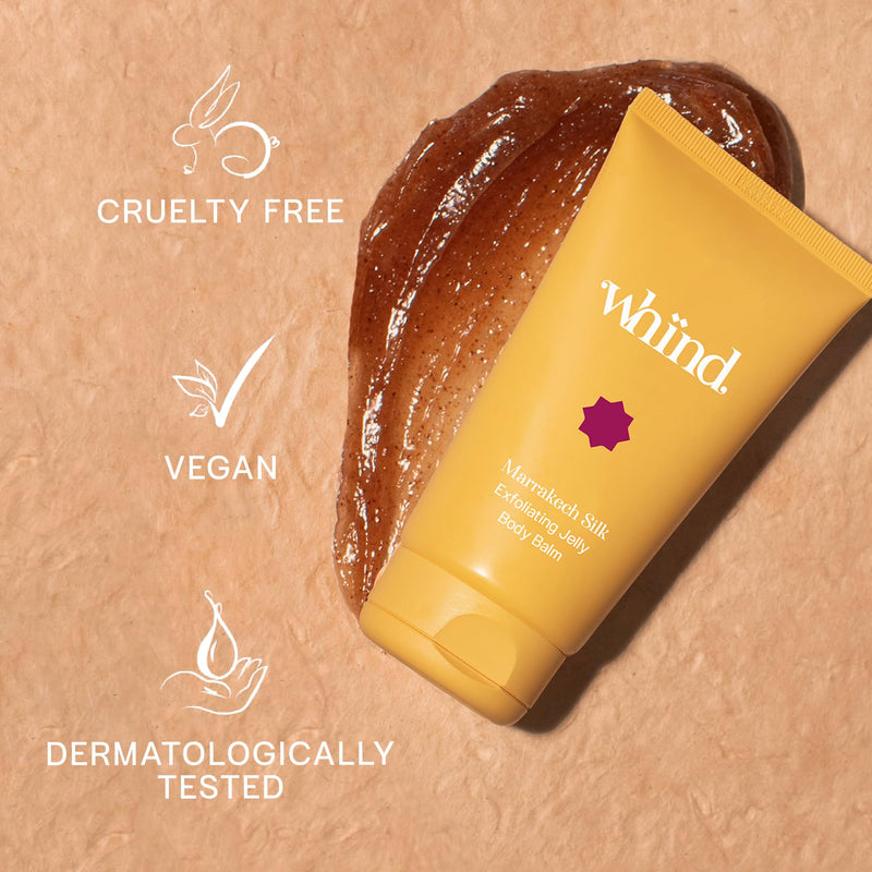 WHIND Marrakech Silk Exfoliating Body Scrub Jelly Balm – Hydrating Vitamin E Shower Scrub for Glowing Skin – Gentle Exfoliator & Moisturizer – 150ml
