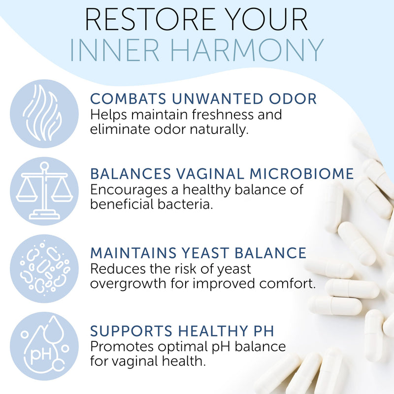 [Australia] - Vaginal Probiotics for Women pH Balance | Prebiotics & Probiotics for Women | Women's Welness for Vaginal Health | Odor Relief | 60 Capsules 