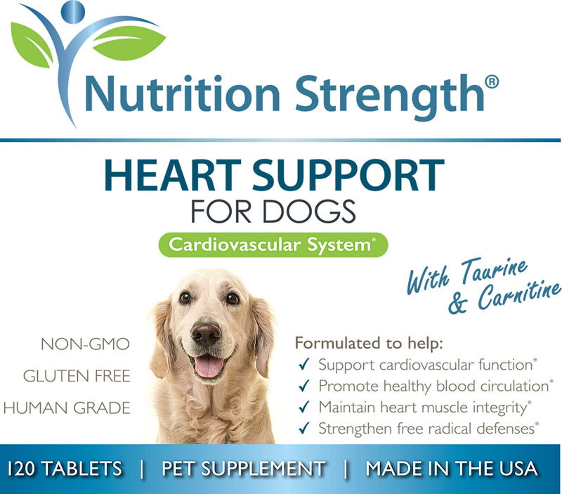 Heart Support for Dogs with Taurine & Carnitine, Promote Blood Circulation, Support Cardiovascular Function, Heart Muscle Integrity & Free Radical Defenses, 120 Chewable Tablets - PawsPlanet Australia