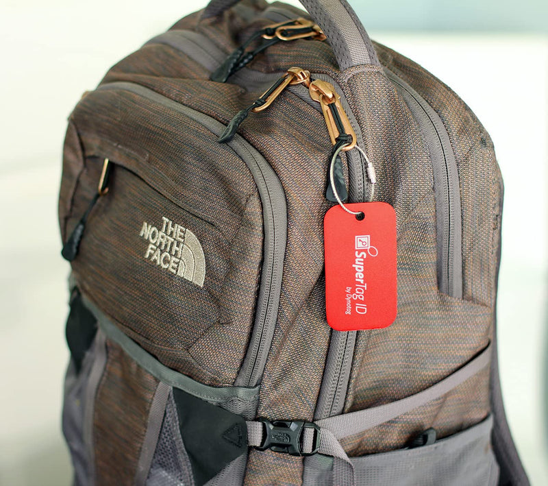 Dynotag® Sentry Series Solid Metal Web Enabled Smart Luggage ID Tag + Keychain Tag (Red Bundle)