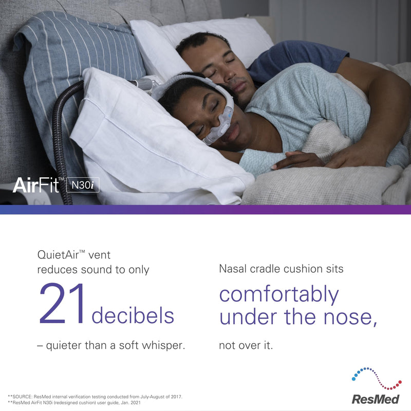 [Australia] - ResMed AirFit N30i Nasal Replacement Cushion - Medium - ResMed CPAP Supplies - Silicone - Replace Every Month 