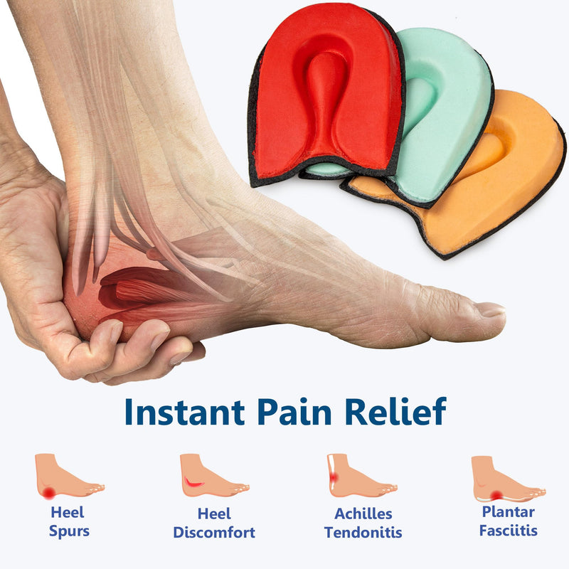 [Australia] - SULPO Heel Spur Insoles - Heel Pad Shoes with 3 Hardness Levels to Relieve Heel Pain and Plantar Fasciitis, Heel Cushion for Comfort and Support Black Size 35-41 Hard 35 - 41 Hard Black 