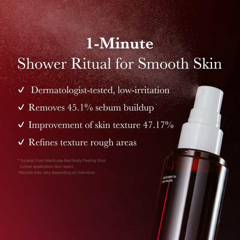 [Australia] - medicube Red Body Peeling Shot, AHA + BHA Exfoliating Body Spray for Summer-Ready Smooth Skin, Treats Strawberry Skin, Bumps & Breakouts, 3.88 oz 