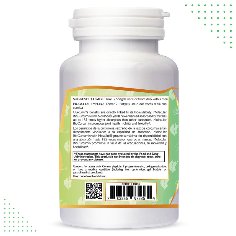 [Australia] - Coco March Molecular Curcumin - 180x Higher Absorption Joint, Mobility and Immune Support, Gluten Free, Soy Free, Dairy Free, Keto Friendly, GMO Free, 1000 mg per Serving, 60 Softgels 