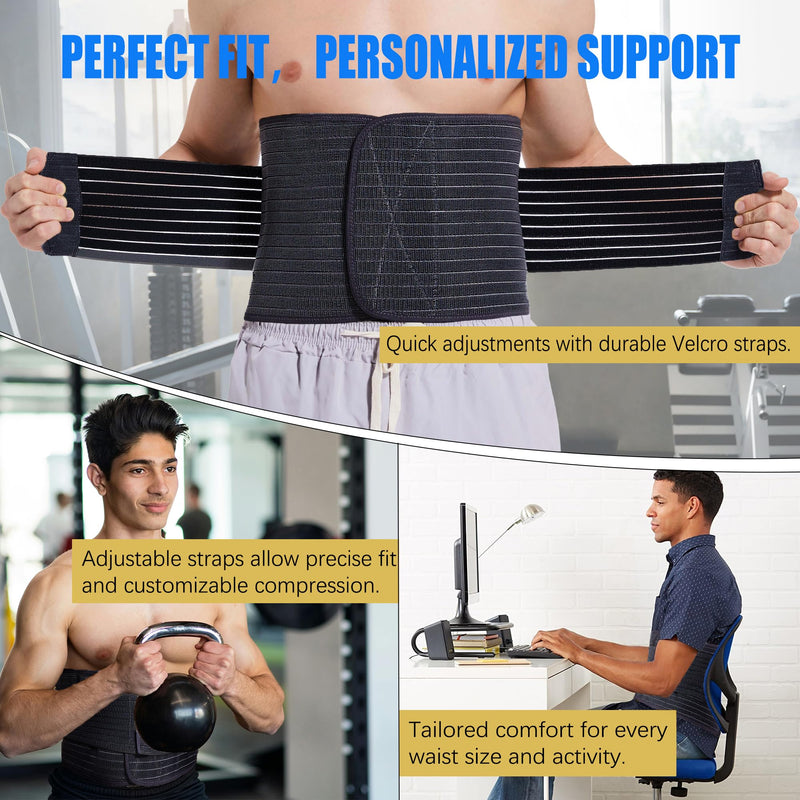 Funcy Men's Adjustable Abdominal Binder – Post-Surgery Recovery Belt, Hernia Support, and Core Stability Wrap (Black, Medium) Black