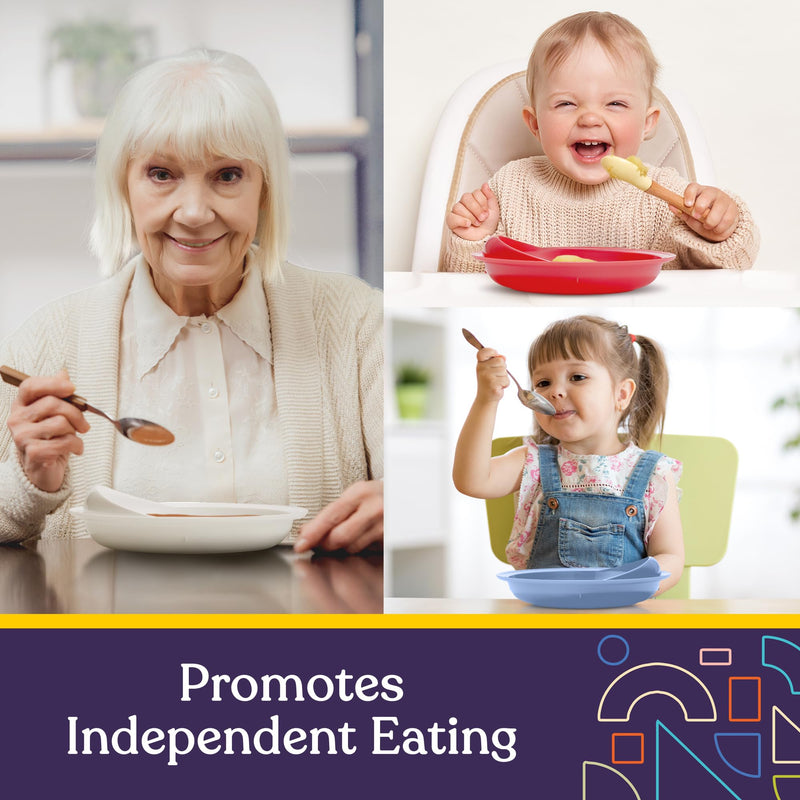 [Australia] - Special Supplies Adaptive Spill-Proof Scoop Plates- Dishes with Wall for Disabled, Elderly Adults with Special Needs from Parkinson's, Dementia, Tremors- 3 Pack (White, Blue, Red) 