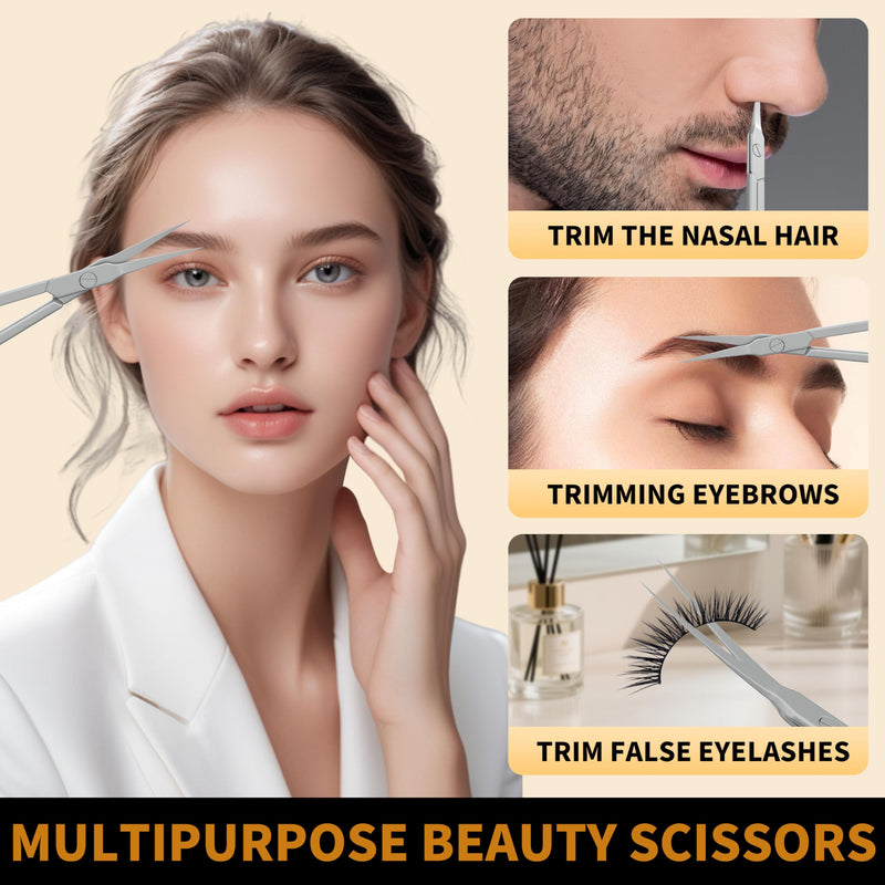 [Australia] - Tweezers for Women Facial Hair, 4 in 1 Eyebrow Kit with Tweezers, Eyebrow Trimmer Scissors, Razor, Style Leather Travel Case, Hair Plucking Daily Beauty Tools 