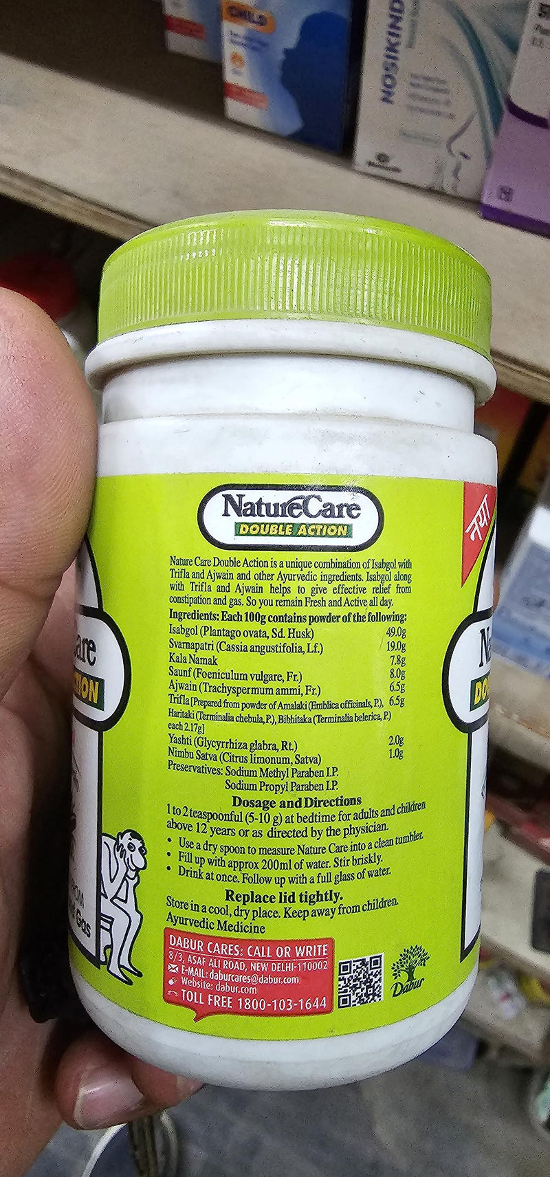 [Australia] - Dabur 2 X Naturecare Double Action Isabgol (2 X 100G) Triphala/Trifala + Ajwain (Bishop's Weed) Relief from Constipation & Gas 