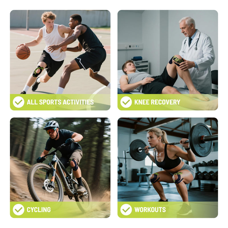 [Australia] - Motion Precut Kinesiology Tape for Knees, 10 Pcs Ultra-Sticky Adhesive Synthetic Athletic Tape, Pain Relief & Knee Support, Latex-Free Elastic Athletic Tape, Jet Black 