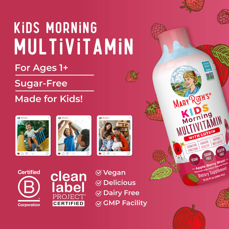 MARYRUTH'S Kids Liquid Morning Multivitamin for Kids, Sugar Free, 15.22oz | Sugar Free
