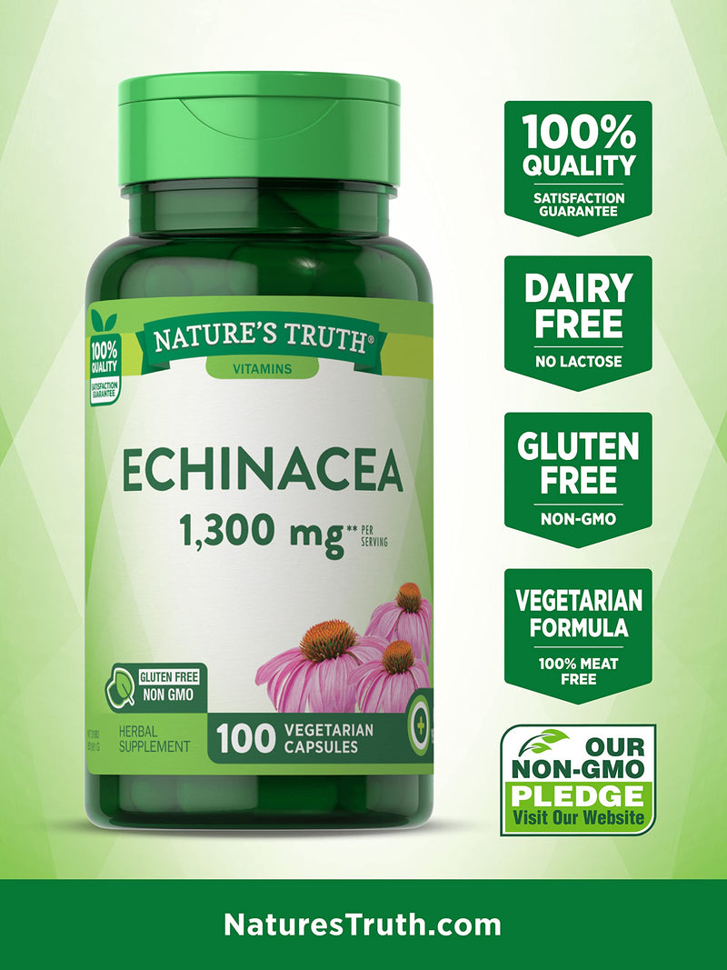 [Australia] - Echinacea Extract Capsules | 1300mg | 100 Count | Non-GMO & Gluten Free | by Nature's Truth 