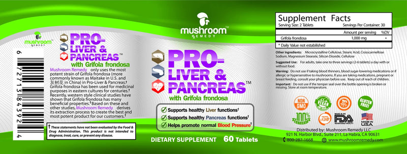 [Australia] - PRO-Liver & Pancreas | Best All-Natural Herbal Supplement for Pancreas & Liver Support, Detox, Clinically Studied Grifola frondosa Mushroom Extract, Vegan, NON-GMO, USA Made, 60 Tablets 