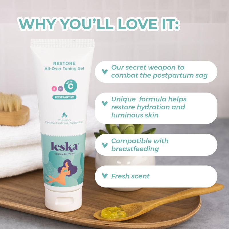 [Australia] - Leska Maternity Stage C Set 2-Pack Bundle | RESTORE All-Over Toning Gel l (Postpartum) | Part of a Complete 3-Stage Pregnancy Skincare System (Set of 2, 4oz each) Toning Gel (2-Pack) 