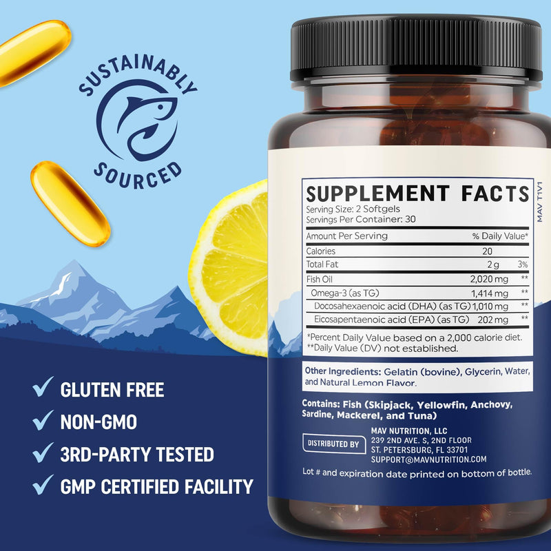 [Australia] - DHA Ultra 1,010MG | Brain & Cognitive Health Support | Omega 3 Fish Oil | 1,414MG Total Omega-3s | High Strength DHA Supplements | Third-Party Tested, Sustainably Sourced, Gluten-Free | 60 Ct. 