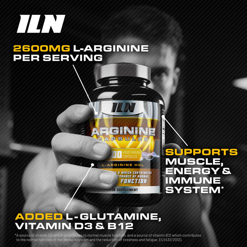 L Arginine Capsules - 2600mg L-Arginine Supplement with Added L-Glutamine, Vitamin B12 & D3 - Nitric Oxide Supplements for Men & Women - 300 Vegetarian Capsules 300 count (Pack of 1)