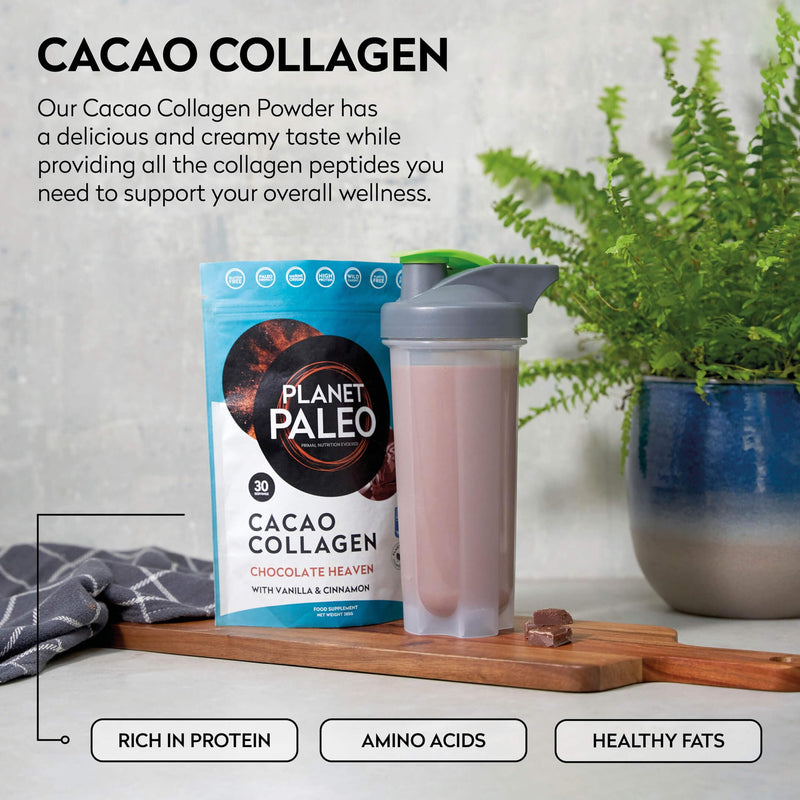 Planet Paleo Marine Collagen with Cacao (285g, 30 Servings) - MSC Certified, Wild Caught Marine Collagen | Type 1 Collagen, Protein-Rich, for Healthy Skin, Hair and Nails, Tissue Repair