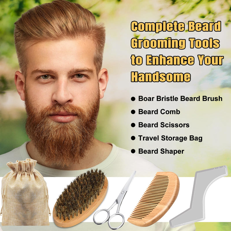 [Australia] - Dad gift Christmas, beard care set for men with beard roller, beard shampoo, 3 beard oil, beard balm, beard comb, beard brush, beard scissors, beard stencils, men's beard care set gift for men Christmas black 