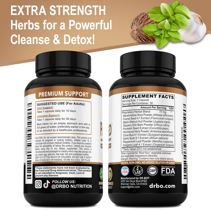 [Australia] - ParaGuard Cleanse Detox Pills - Intestinal Guard Formula Supplement with Black Walnut Wormwood Clove & Oregano Pills - Adults Natural Herbal Intestine Body Gut Cleanser Adults Complete Kit 30 Capsules 