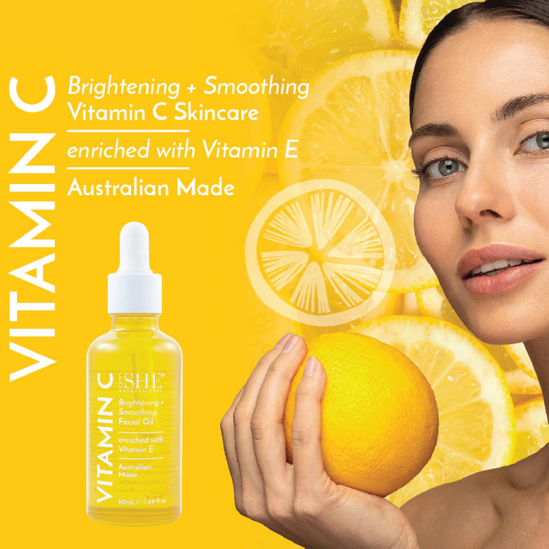 Om She Aromatherapy Vitamin C Night Cream 1.69fl oz - Brightening aand Smoothing, Squalane, Rosehip Oil. Australian Made.