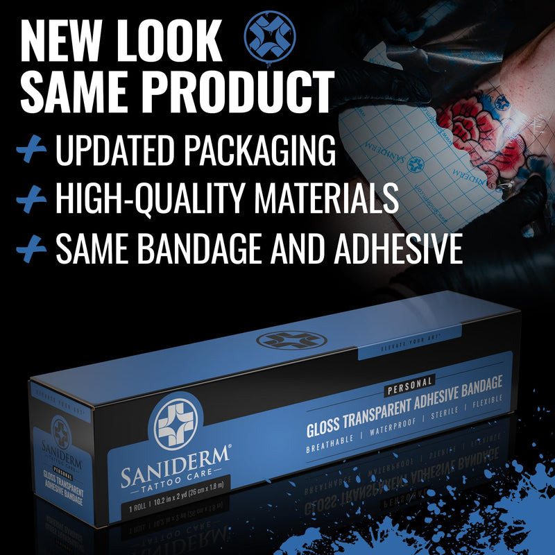 [Australia] - Saniderm Original Tattoo Aftercare Bandage (Personal Roll, 10.2 in x 2 yd) Personal Roll (10 in x 2 yd) 