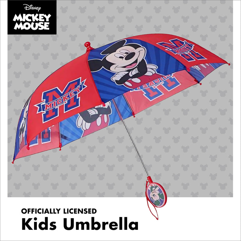 Disney Kids Umbrella, Lightning or Mickey Mouse Toddler and Little Boy Rain Wear for Ages 3-6 Red/Blue