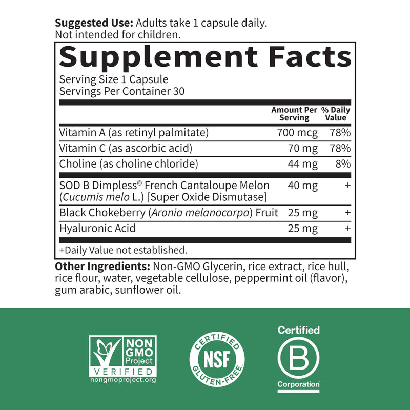[Australia] - Garden of Life Skin Smooth Sustained Release Duo Caps, Best Skincare Supplement for Smooth, Radiant Skin with Hyaluronic Acid, Vitamins A & C, and SOD B Dimpless, Gluten-Free, 30 Plant-Based Capsules 