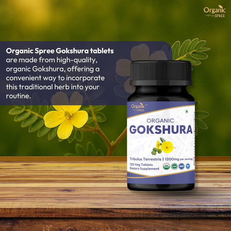 ORGANIC SPREE GOKSHURA 120 Tablets | Tribulus Terrestris (Gokshura) | USDA Organic Certified | Organic and Natural 120tab - Pack of 2