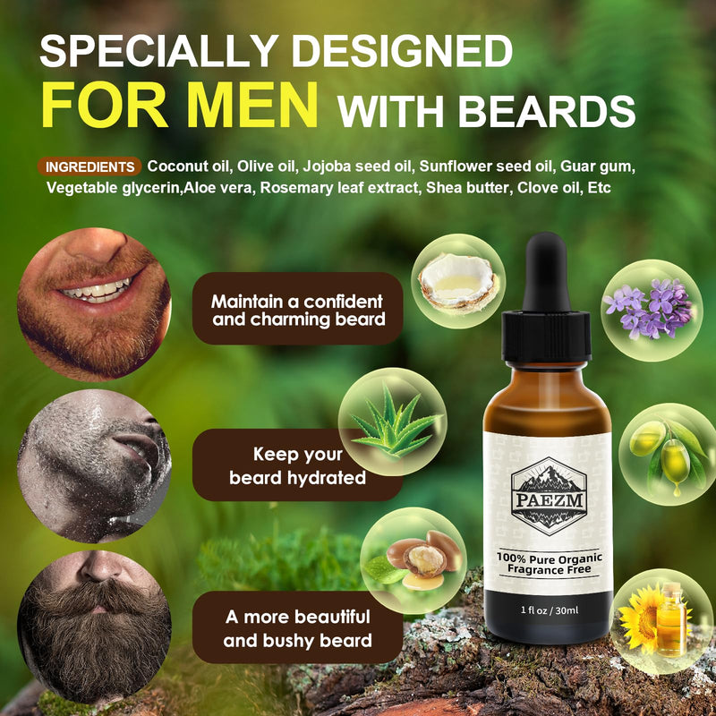 [Australia] - 5 piece beard care set for men, including natural beard oil, sandalwood scented beard balm, brush, comb, scissors, storage bag, beard care set as Christmas, birthday for him 