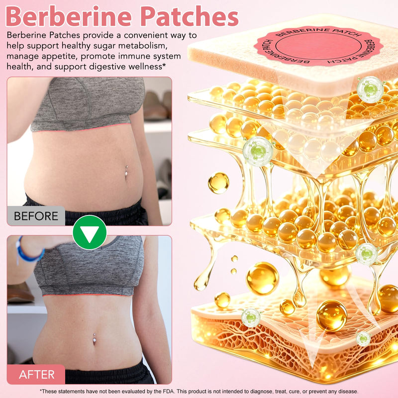 Berberine Patches | Appetite Management & Berberine Support | Plant-Based Formula for Women and Men | 60 Transdermal Patches (60)