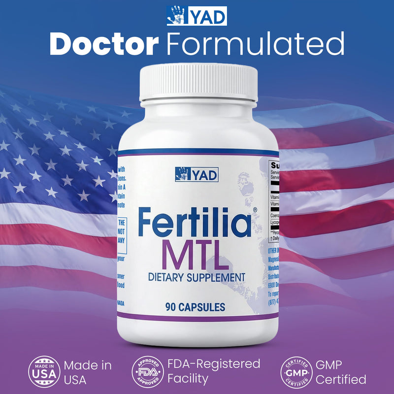 YAD Fertilia MTL Male Fertility Supplement, Sperm Motility, CoQ10 Lycopene | Men's Fertility Vitamins, Sperm Motility Support, CoQ10 & Lycopene, Vitamin A & D, Antioxidant, Non-GMO, 3-Month Supply