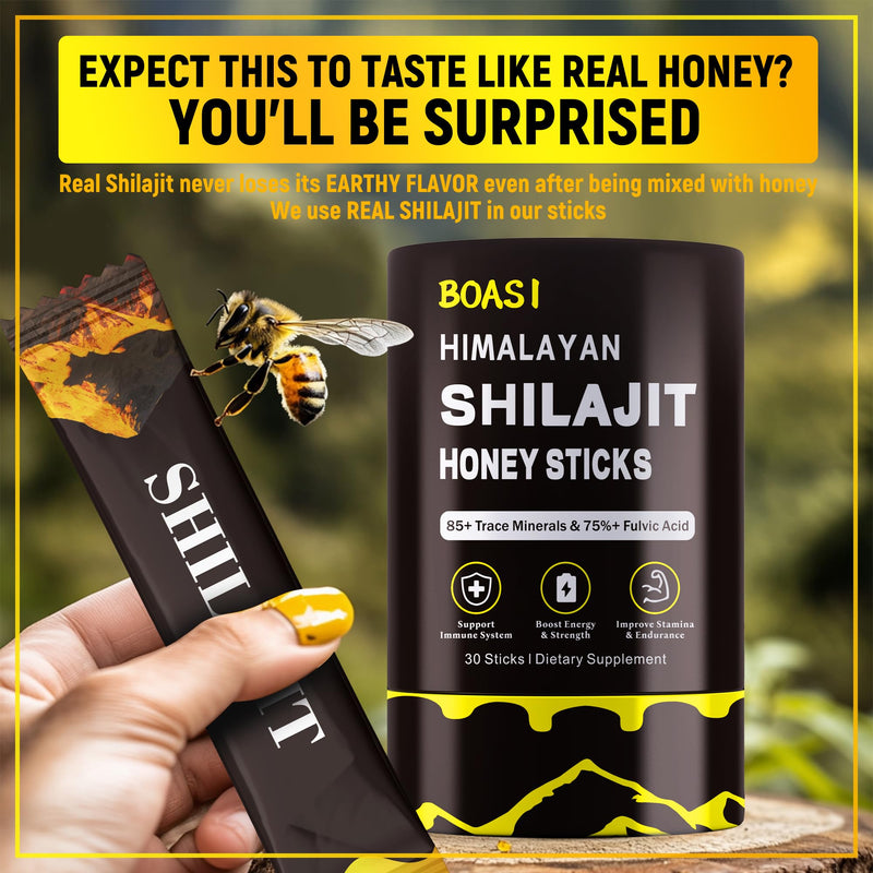 [Australia] - 30PCS Men's Strong Himalayan Shilajit Honey Sticks with Organic Saffron,85+Trace Minerals,75%+ Fulvic Acid,Enhance Cognitive Functions Boost Energy&Strength 