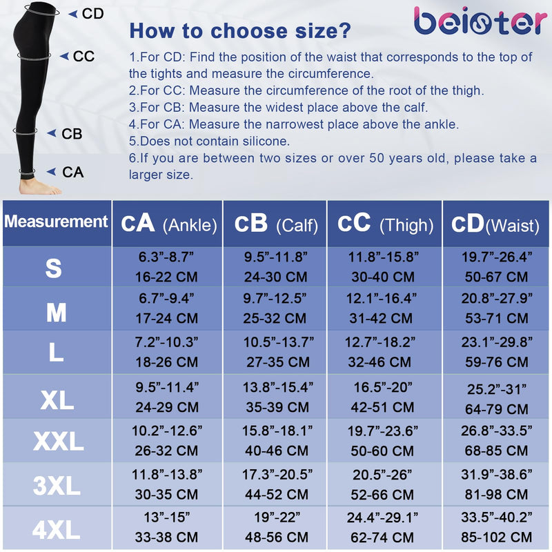 [Australia] - beister Medical compression stockings for women, long, 20-30 mmHg, support stockings for men, opaque toe-free compression trousers, class 2, solid support for varicose veins, edema, black M 