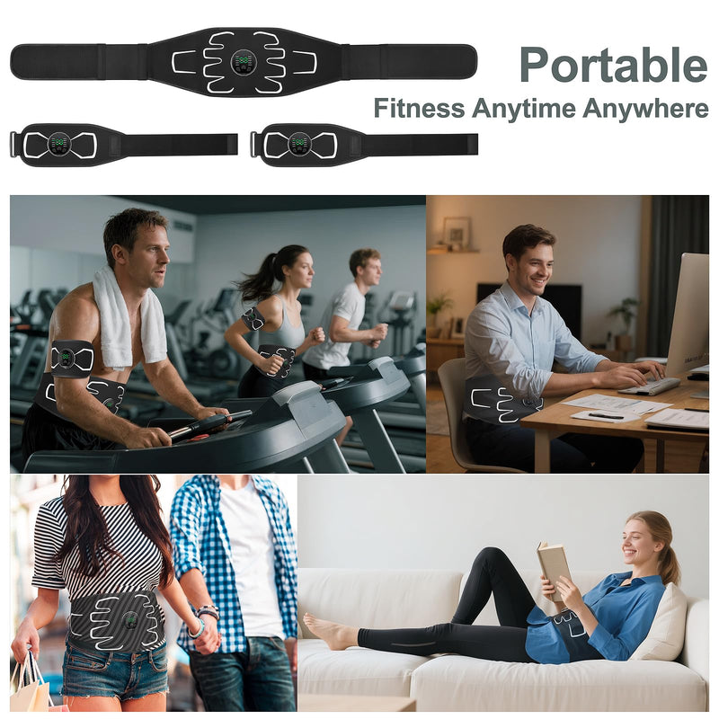 [Australia] - Electronic Muscle Stimulator - Portable Powered Ab Stimulator Muscle Toner for Muscle Conditioning,EMS Ab Machine,Fitness Strength Training Workout Equipment for Men and Women White 