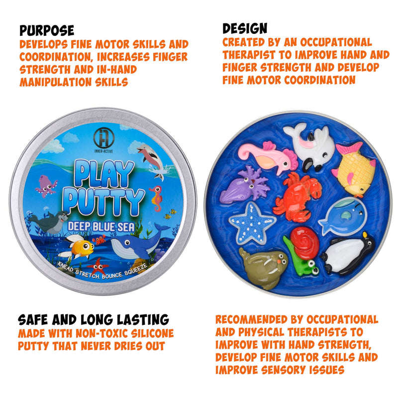 [Australia] - Play Putty Therapy Putty for Kids with Charms Deep Blue Sea Theraputty Medium Resistance, Increase Fine Motor Skills and Finger Strength, Physical and Occupational Therapy Toy 