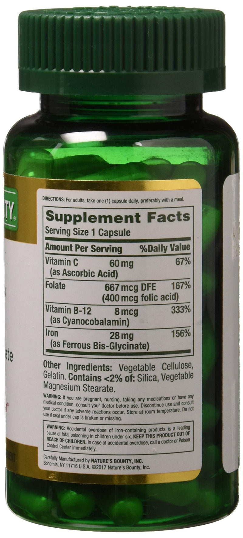 [Australia] - Nature's Bounty Gentle Iron 28 mg 90 Capsules Unflavored 90 Count (Pack of 1) 