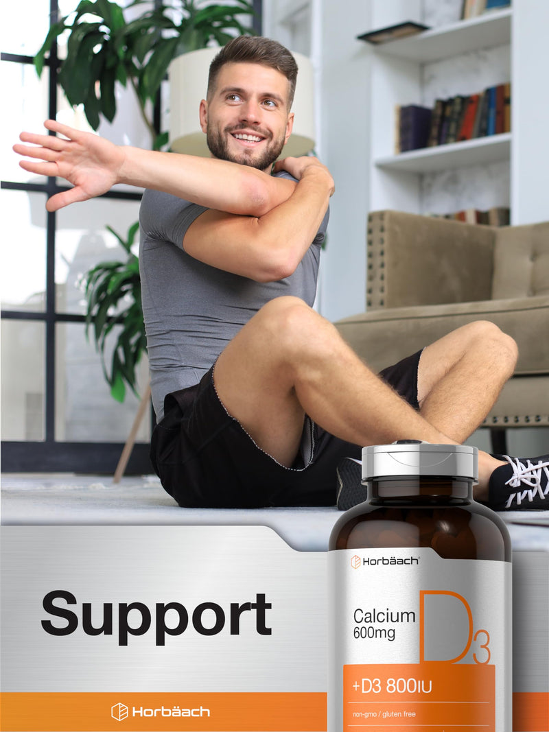 Horbaach Calcium 600 mg with Vitamin D3 | 500 Coated Caplets | For Women and Men | Non-GMO & Gluten Free Supplement