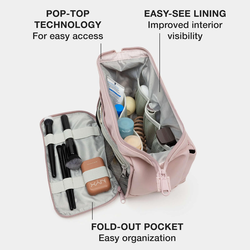 Cascade Dopp Kit, 5L, Blush | Weatherproof Dopp Kit Travel Organizer Bag, Wireframe Top For Easy Access, Interior Organization Pockets