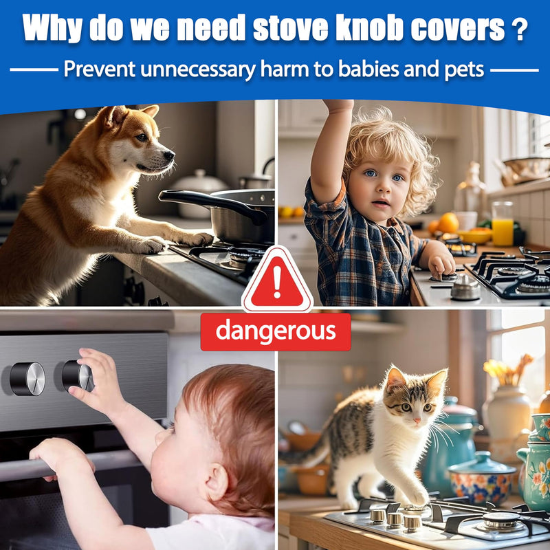 [Australia] - 6 Pack Stove Knob Covers for Child Safety, Gas Stove Knob Locks for Baby and Pets, Baby Proof Stove Oven Knob Safety Covers with Adhesive, Waterproof, Oil Resistant, (Transparent) Clear 6-PACK 