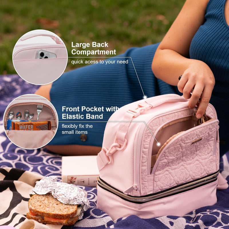 Everfun Hanging Travel Toiletry Bag for Women and 15 Can Insulated Double Deck Lunch Bag for Women Bargain Combination