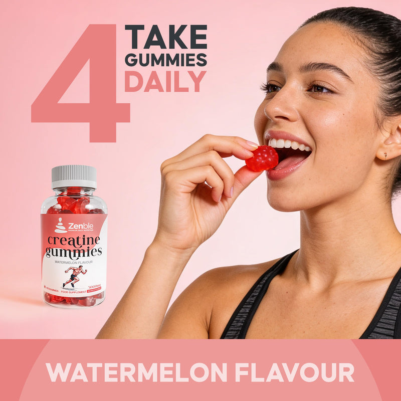 Creatine Gummies 5000mg | Creatine Monohydrate Gummies | 120 Sugar Free Vegan Creatine Gummies | Watermelon Flavour, 30 Day Supply, Pre Workout & Post Workout Gummies for Men & Women