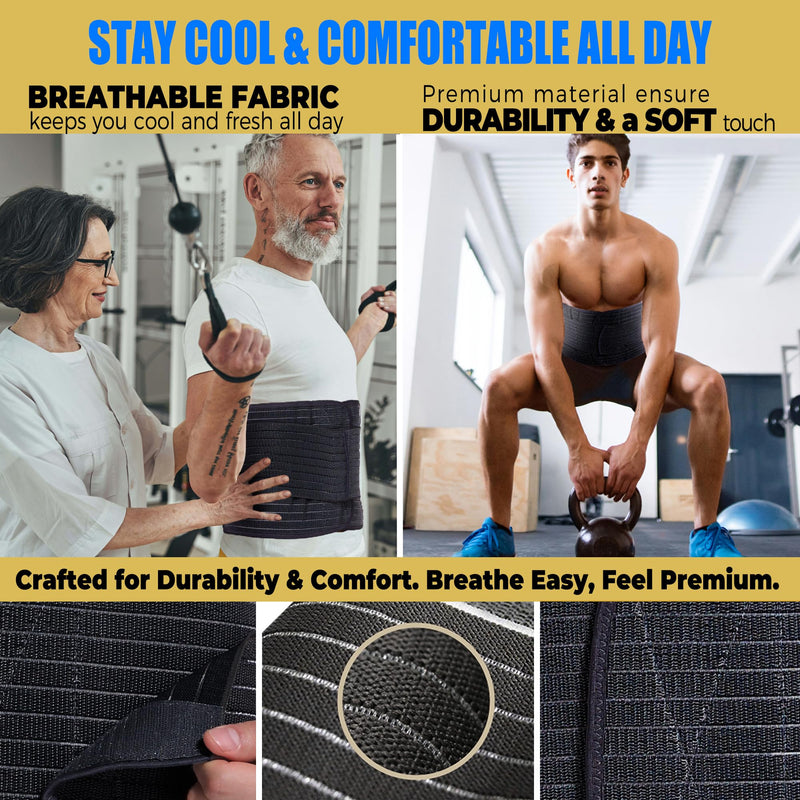 Funcy Men's Adjustable Abdominal Binder – Post-Surgery Recovery Belt, Hernia Support, and Core Stability Wrap (Black, Medium) Black