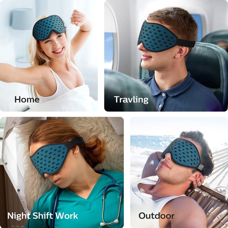 [Australia] - LitBear Breathable Sleep Mask, 3D Eye Mak Sleep for Side Sleepers Women Men, Light Blocking Sleeping Mask with Adjustable Strap, Soft Lightweight Eye Cover for Travel, Night Work, Nap, Office - Blue 